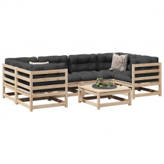 vidaXL Set canapele grădină cu perne, 7 piese, lemn masiv de pin