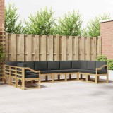 vidaXL Set de canapele de exterior cu pernă 10 pcs Alb și antracit 3388306