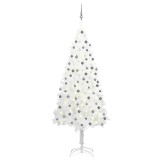 VidaXL Brad de Crăciun pre-iluminat artificial, set globuri alb 210 cm