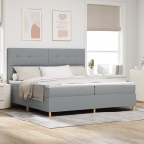 VidaXL Pat cu arcuri și saltea gri deschis 200x200 cm țesătură