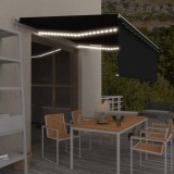 VidaXL Copertină retractabilă manual cu stor&amp;LED, antracit, 4,5x3 m
