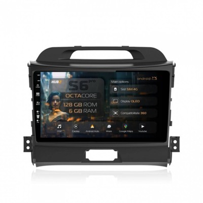 Navigatie Kia Sportage (2010-2016) 6GB RAM Android 13 Octacore Slot Sim 4G DSP GPS Wi-FI Carplay Android Auto USB Bluetooth Waze Touchscreen 9 Inch foto