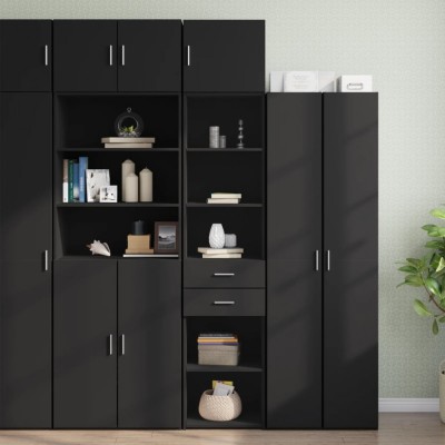 Gossi dulap depozitare slim negru 45x42,5x225 cm lemn prelucrat foto