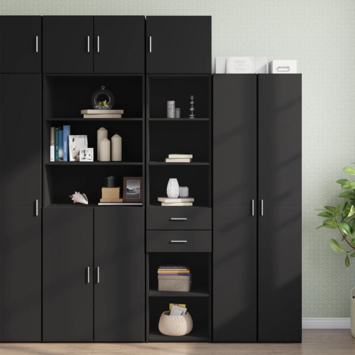 Gossi dulap depozitare slim negru 45x42,5x225 cm lemn prelucrat