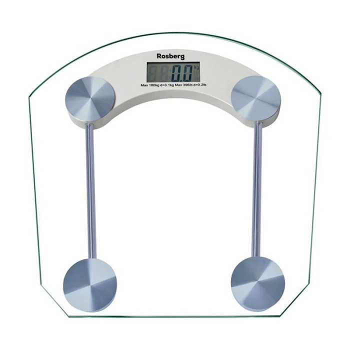 Cantar de baie Rosberg, 180 kg, afisaj LCD, platforma sticla