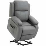 HOMCOM Fotoliu Relaxant Rabatabil la 160&deg;, Electric cu Funcție de Ridicare, Suport pentru Picioare și Telecomandă, 76x90x105 cm, Gri | Aosom Romania