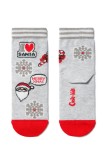 Șosete haioase din bumbac motiv Crăciun, Conte Kids 381, Gri Deschis, 24-29 (16-18 cm)