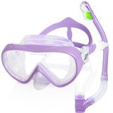 Set de snorkeling uscat pentru copii, mască de scufundare din silicon anti-aburire, reglabilă &ndash; V&acirc;rste 4-14 ani