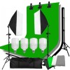 Kit foto studio, 2 softbox, suport fundal 2x3m, 4 panze de fundal, 4x bec LED 25W + geanta transport, Dactylion
