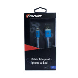 Cumpara ieftin Cablu lightning cu led Albastru 1m, Contakt