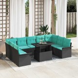 vidaXL Set de canapele pentru grădină 10 pcs Negru Rattan poli 3348352