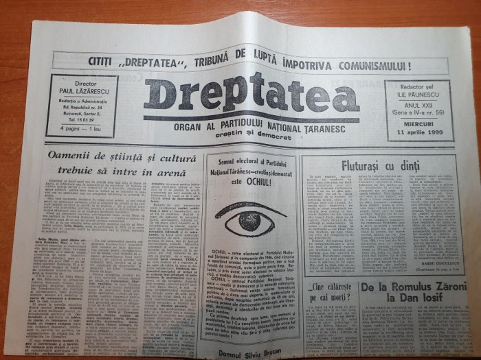dreptatea 11 aprilie 1990-art&quot;am fost informatorul securitatii&quot;si &quot;fluturasi cu&quot;
