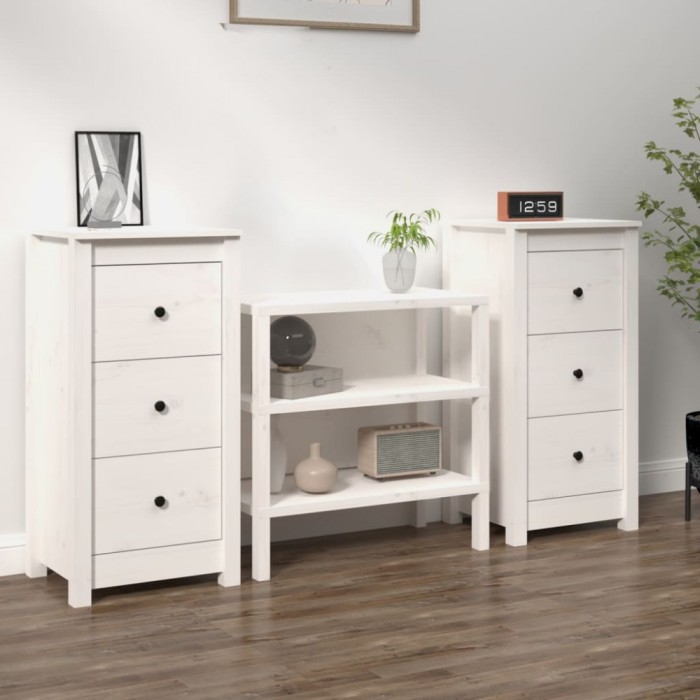 Gossi servante, 2 buc., alb, 40x35x80 cm, lemn masiv de pin