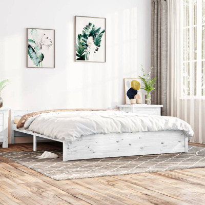 Cadru de pat, alb, 200x200 cm, lemn masiv foto