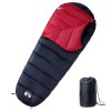 Sac de dormit tip mumie vidaXL, 3 anotimpuri, 215x85cm, poliester, impermeabil, confortabil, camping, drumetii, rosu/negru