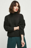 Medicine pulover femei, culoarea negru, călduros, cu guler