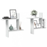 Set 2 rafturi perete Gossi, 50x12x50 cm, lemn prelucrat alb, depozitare, design modern