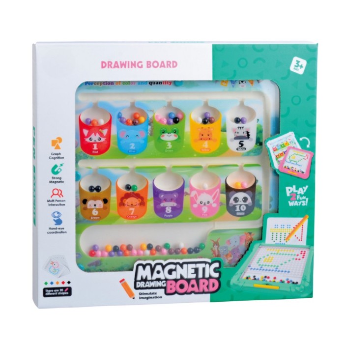 Tablita de desen 2 in 1 cu magneti - Culori si numere PlayLearn Toys