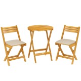 Outsunny masă și scaune pentru balcon, masă și scaune pentru exterior, set masă și scaune balcon, set bistro, set balcon pliabil lemn masă și scaune |