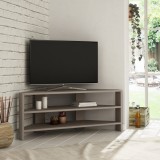 Cumpara ieftin Comoda TV de colt Salvador Thales Light Mocha, PAL melaminat 114 cm, rafturi