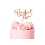 Topper decorative pentru tort model Bride to be aur rozaliu
