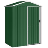 Outsunny Căsuță de Grădină 1.1m&sup2; din Oțel Galvanizat, Căsuță de Depozitare cu Ușă Glisantă Blocabilă, Acoperiș &Icirc;nclinat, Mănuși, Căsuță de Unelte, 136
