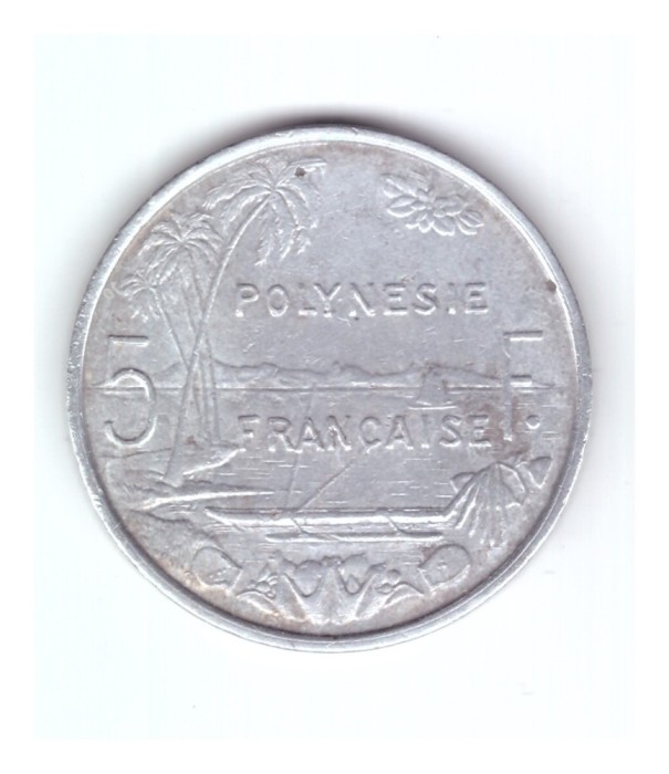 Moneda Polinezia Franceza 5 francs/franci 1975, stare buna, curata