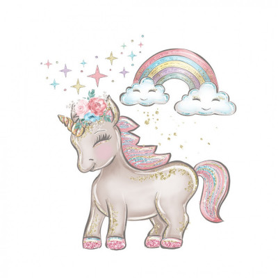 Sticker decorativ Unicorn, Roz, 70 cm, 1237-3ST foto
