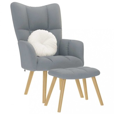 Gossi scaun de relaxare cu taburet, gri deschis, textil foto