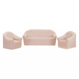 Cumpara ieftin Huse Elastice si Creponate fara Volane, Canapea 3 Persoane + 2 Fotolii, Crem - HF19