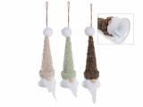 Set 3 ornamente brad Mos Craciun textil &Oslash; 6,5 x 19 H