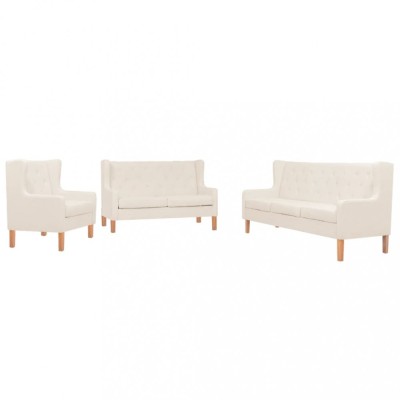 vidaXL Set de canapele, 3 piese, alb crem, material textil 274931 foto