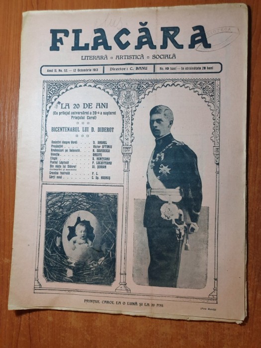 flacara 12 octombrie 1913-carol al 2-lea la varsra de 20 ani,victor eftimiu