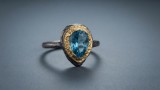 Cumpara ieftin Inel din Argint 925 Patinat, Stil Artizanal cu Zirconia Albastru Topaz