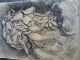 Desen in creion si carbune artist MAGHESRUSAN .hartie desen format A3 , lucrare originala semnata .DEOSEBITA