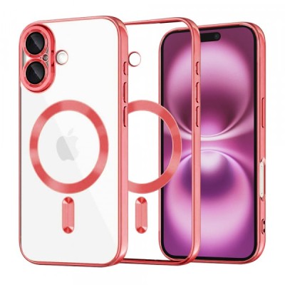 Husa MagSafe pentru Apple iPhone 16 Plus, Techsuit, Luxury Crystal, Rosie foto