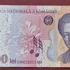 Romania, 50,000 Lei 2001, George Enescu, Aunc, polimer, seria ...2449