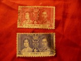 2 Timbre Cipru Colonie Britanica 1937 - Incoronare Rege George V ,2 val. stampil, Stampilat