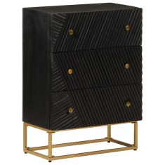 vidaXL Servantă, neagră, 55x30x76 cm, lemn masiv de mango și fier 372025
