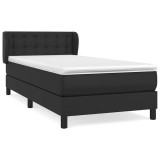 Cumpara ieftin Pat box spring cu saltea, negru, 90x190 cm, piele ecologica