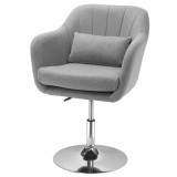 HOMCOM Scaun Pivotant la 360&deg; cu Inaltime Reglabila din Material Respirabil, Scaun Modern cu Perna, Suport Lombar si Cotiere, 60x60x79-91 cm, Gri