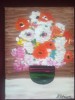 TABLOU PE PANZA CU SASIU NOU 30X 40 CM VAS CU FLORI PRET DOAR 10 LEI