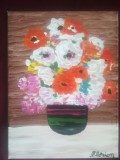 TABLOU PE PANZA CU SASIU NOU 30X 40 CM VAS CU FLORI PRET DOAR 10 LEI