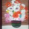 TABLOU PE PANZA CU SASIU NOU 30X 40 CM VAS CU FLORI PRET DOAR 10 LEI