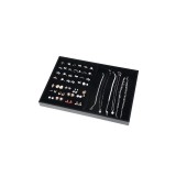 Cumpara ieftin Tava Expunere Bijuterii Catifea Neagra/Gri, 34.5x24.5cm, Inele, Cercei, Bratari - Organizator Cutie Bijuterii