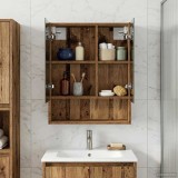 vidaXL Dulap cu oglindă pentru baie Lemn vechi 50 x 14,5 x 70 cm 889205