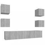 Cumpara ieftin Set dulapuri TV, 6 piese, gri sonoma, lemn prelucrat