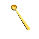 Lingurita multifunctionala cafea cu clema, 17.5&times;3.7 cm, Auriu