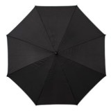 Umbrelă de ploaie pliabilă, neagră, cu deschidere și &icirc;nchidere automată, m&acirc;ner din plastic cu efect de lemn, 33 cm, CMCLASS