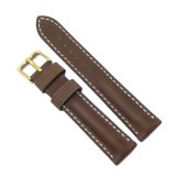 Cumpara ieftin Curea Ceas &bdquo;Fleurus Kraft Heritage&rdquo; &ndash; Piele Robust? de Vi?el, Maro cu Cus?tur? Alb? (18mm - 24mm)